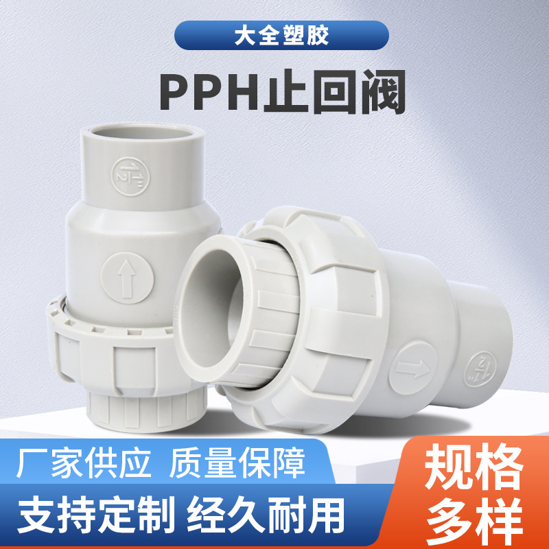 PPH双由令止回阀DN15-50 PP双活接止回阀 PP-H逆止阀 FRPP中间阀