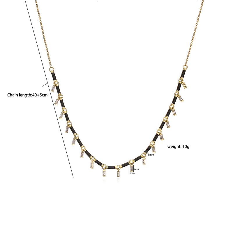 Fashion Square Copper Plating Inlay Zircon Pendant Necklace 1 Piece