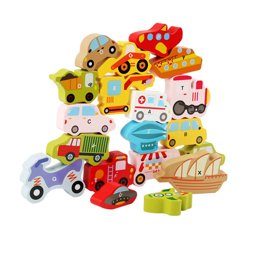 Children's baby cartoon traffic animal three-dimensional puzzle jigsaw puzzle wooden early education educational toy