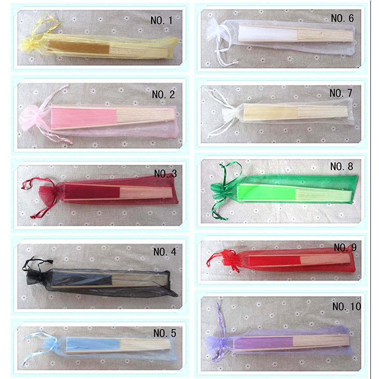 El ventilador de retorno de la boda de seda de un solo paño de color sólido de 6 pulgadas se puede utilizar para la tarjeta de invitación de suministros de boda llano DIY + bolsa de gasa