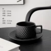 Striped Ceramic Coffee Cup and Saucer - Black