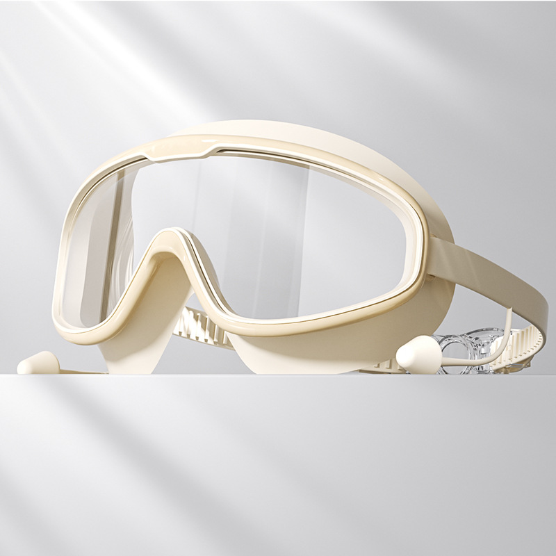 Set de Gafas y Gorro de Natación de Marco Grande PC y Silicona Antivaho e Impermeable para Adultos