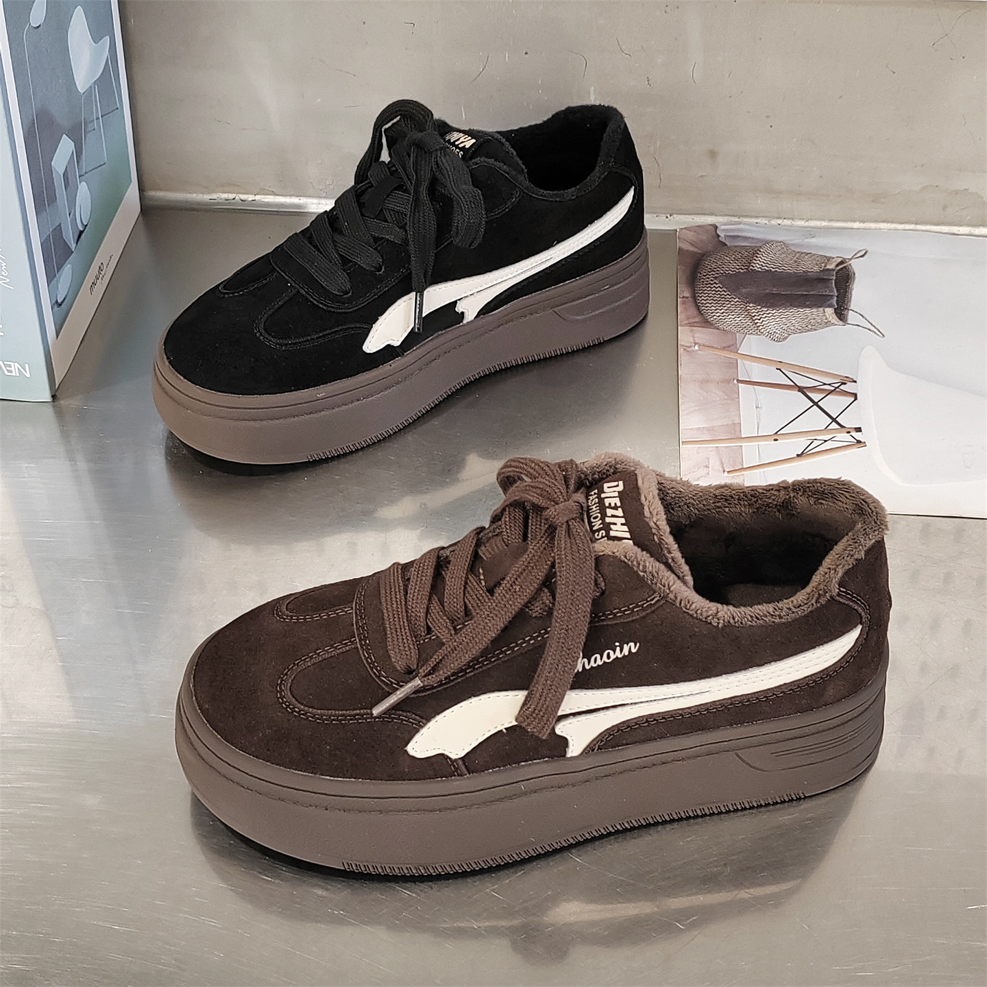 复古德训鞋女真皮2025冬季新款爆款厚底松糕增高运动休闲板鞋百搭