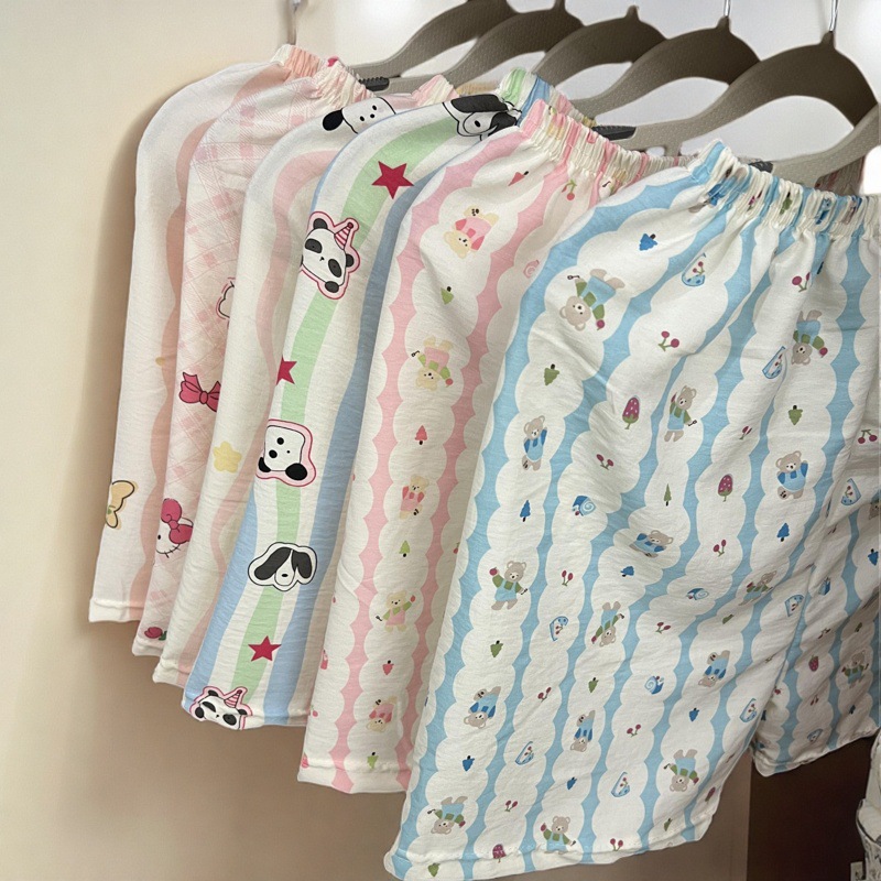 걷는 바지 만화 곰 파자마 바지 여성의 여름 구름 면 바지 홈 캐주얼 반바지 여름 의상