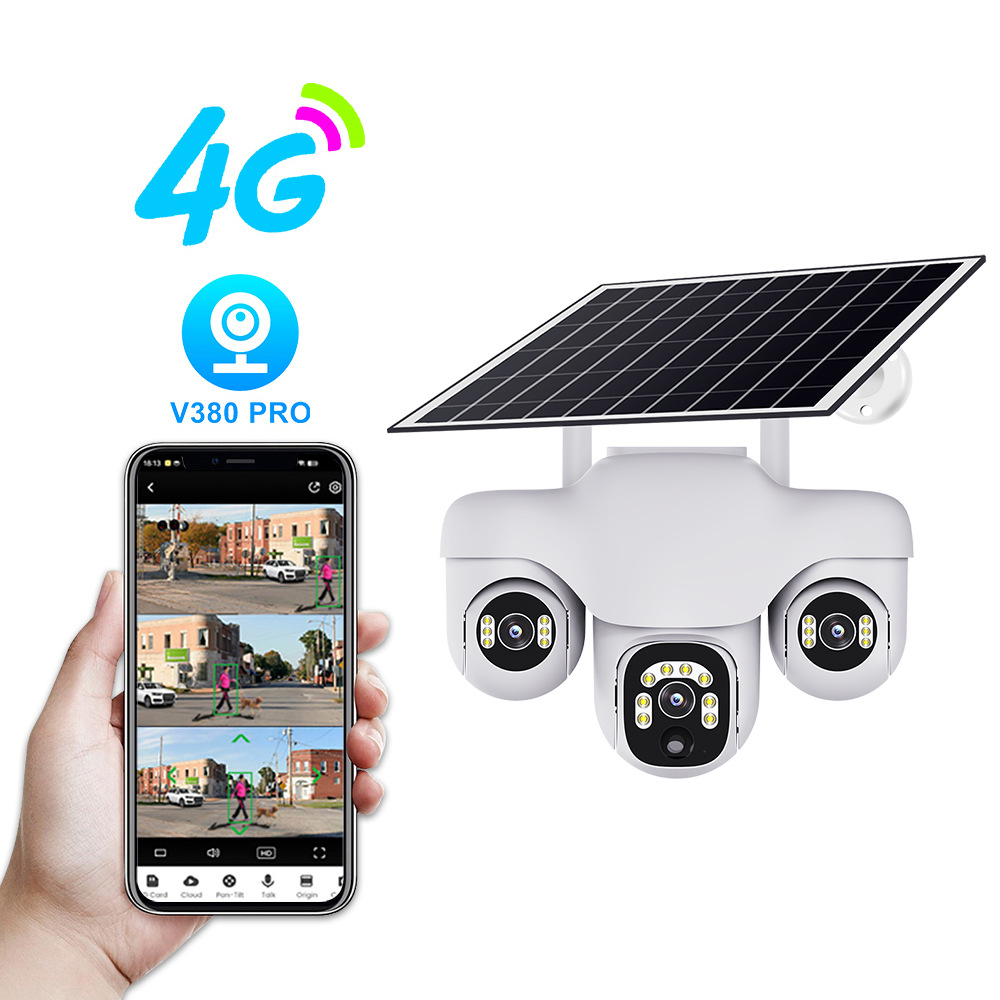 V380pro 4G solar lens three three ptz camera cámara de tres lentes