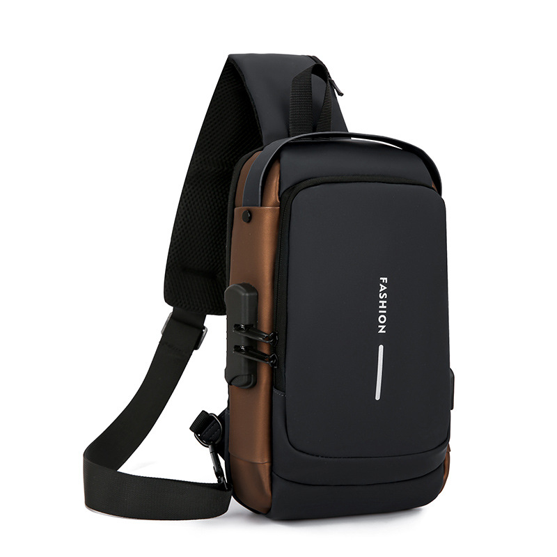 Bolso de pecho de hombre bloqueo de contraseña bolso de ciclismo anti-robo ocio al aire libre correr viaje bolso de cintura de hombro mochila deportiva