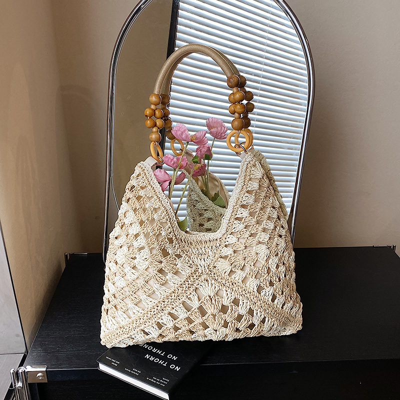 2026 New Summer Straw Woven Bag For Women, Hollow Out Shoulder Tote Bag For Beach Vacation, Woven Market Basket Bag