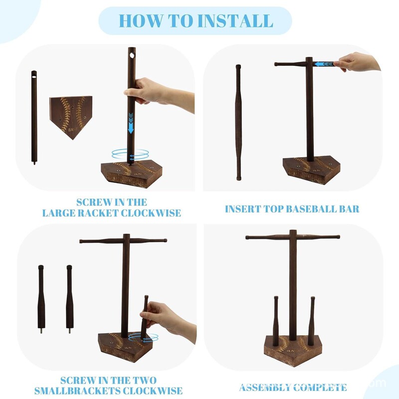 Cross-Border Wooden Ring Holder Baseball Wooden Championship Ring Display Stand Softball Trickle Necklace Organizer Holder