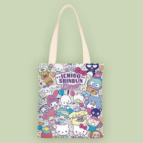 Canvas bag cute cartoon Kuromi single-shoulder canvas bag for girls, student shopping bag versatile fashionable large capacity school bag