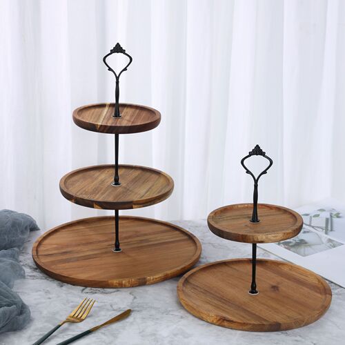Wedding dessert table decorations multi-layer display stand cake stand three-layer cake tray birthday party pastry wooden tray
