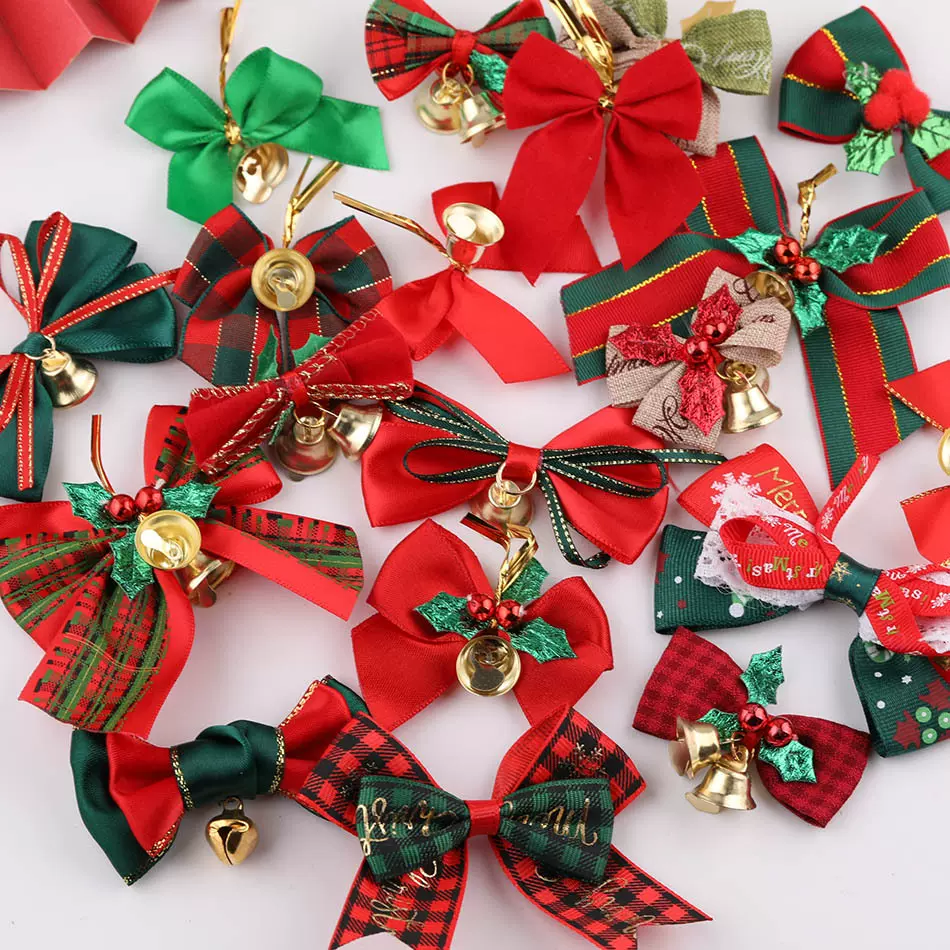 圣诞节日装饰扎带蝴蝶结 diy手工自制发饰服装辅料饰品材料小配件
