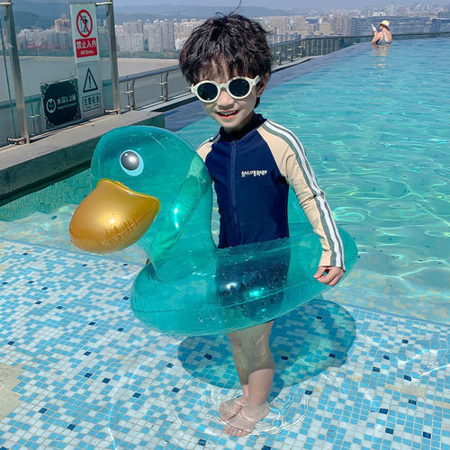 Children's swimwear for boys, long-sleeve quick-dry 2025 one-piece swimsuit for babies and young children, beach and sand swimwear