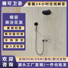 黄铜暗装嵌入墙式花洒隐藏式预埋枪灰色淋浴花洒套装沐浴室卫生间