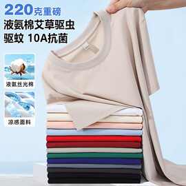 源头工厂220克液氨棉10A抗菌t恤冰凉透气A类母婴级休闲修身版短袖