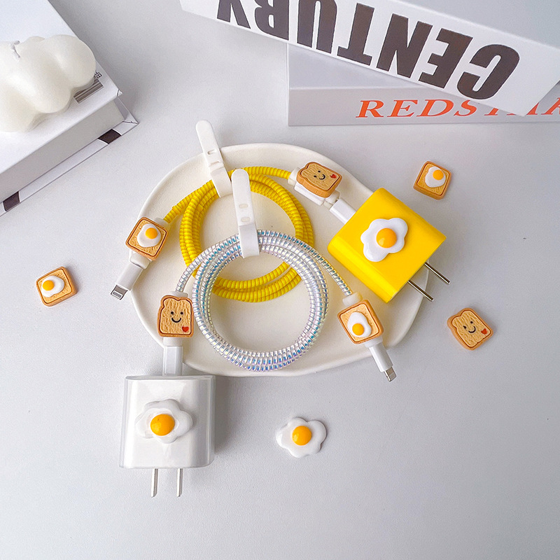 Cartoon adorable Apple Data Cable Cover para 20W Fast Charge Head Cover Cable de carga de teléfonos móviles anti-rotura
