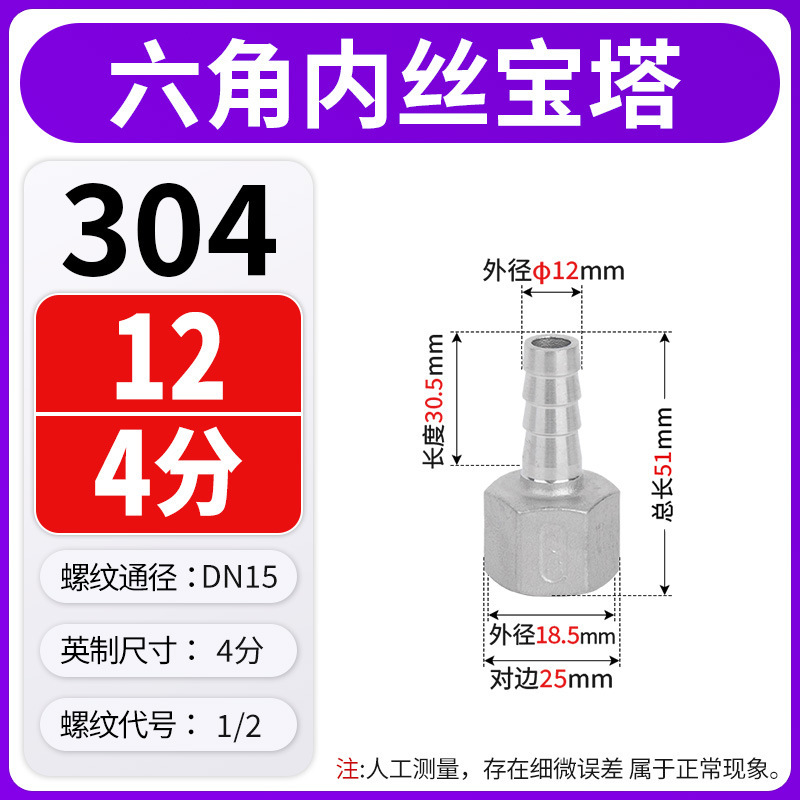 304 ステンレス鋼インナーワイヤーフル六角パゴダジョイント水道管レザージャックホース竹グリーン 4 分 6 分 1 インチ|undefined