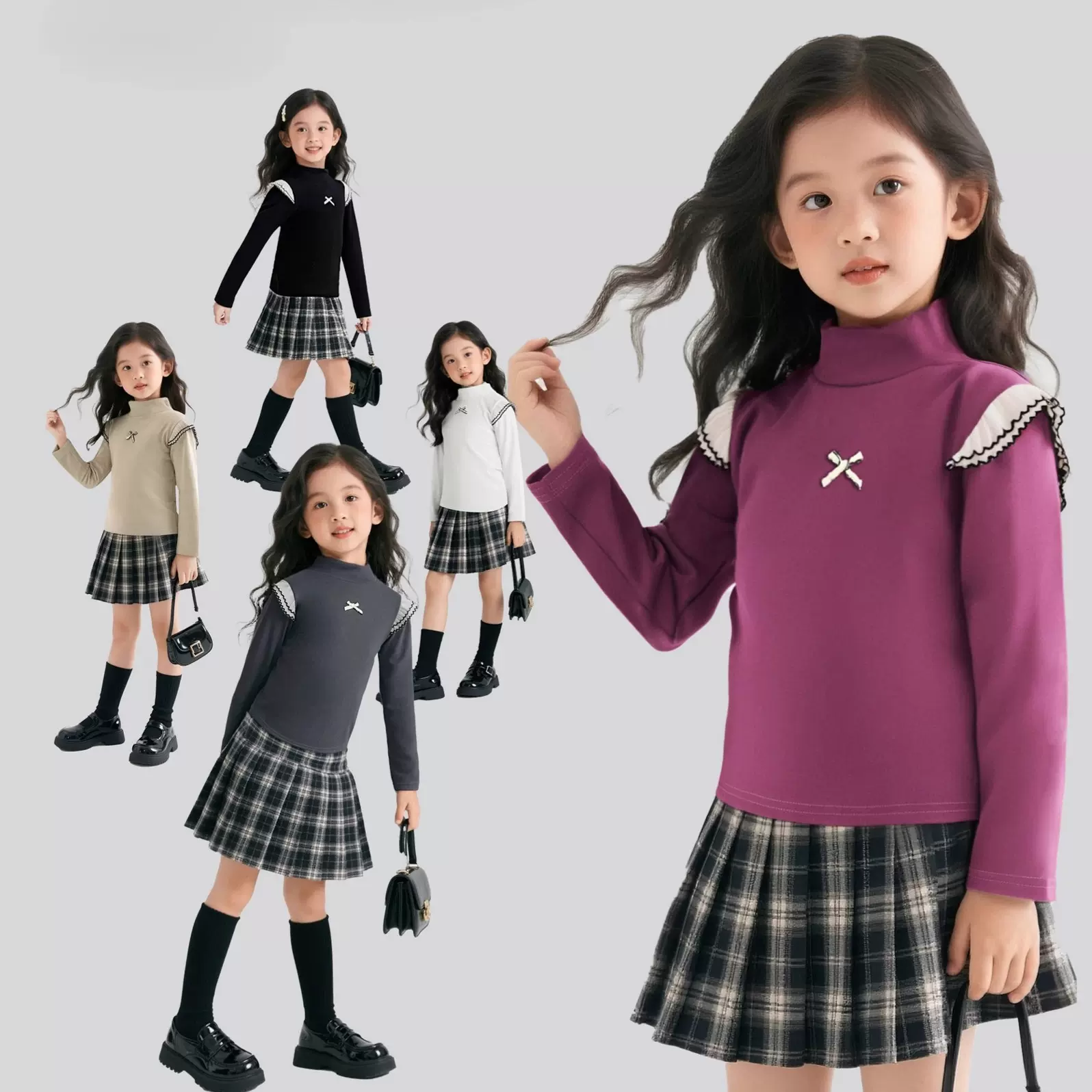 新款女童长袖T恤秋冬女孩韩版儿童打底衫a类保暖德绒百搭上衣批发