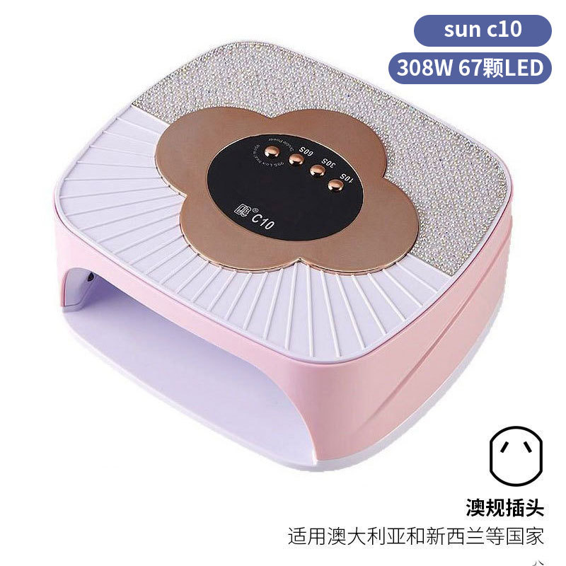 Lámpara de manicura inteligente de alta gama de luz de terapia de diamante 256W de alta potencia de pegamento de vinilo lámpara de horneado de dos manos secador de uñas transfronterizas