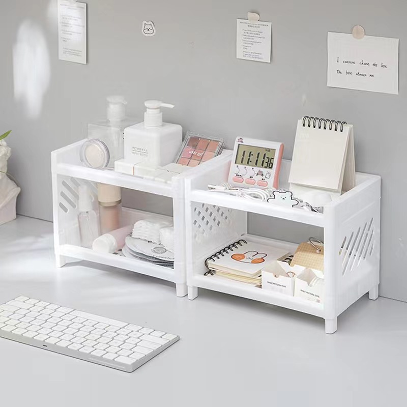 Desktop Storage Rack Bathroom Countertop Debris Storage Double-Layer Organizing Rack Office Stationery Bedroom Kitchen Storage Rack