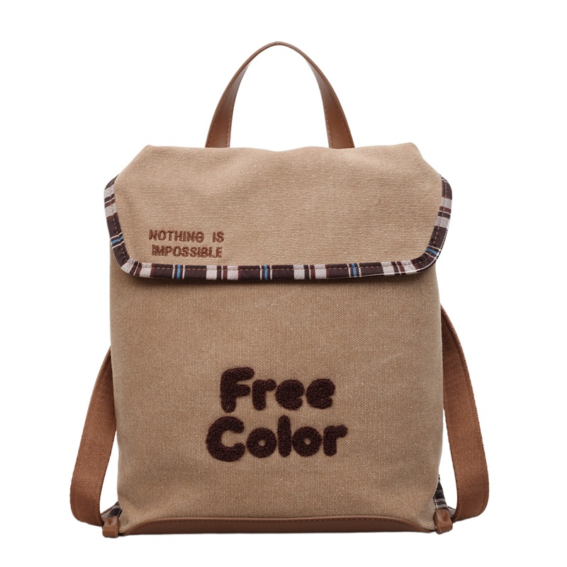 Mochila de nicho de alta calidad para mujeres lindas lienzo de gran capacidad de contraste de color casual mochila de hombro universal diaria image 9