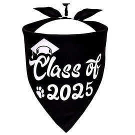 跨境热卖Class of 2025毕业季宠物三角巾狗狗口水巾全棉印花围脖