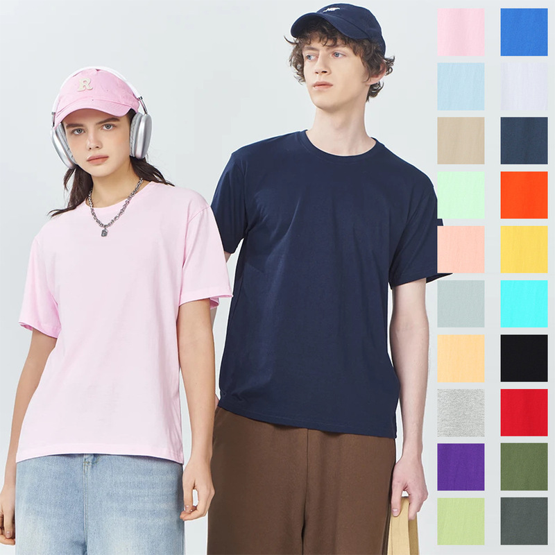 180g Pure Cotton Short-Sleeved T-Shirt, One Piece Digitally Direct-Printed Trendy Brand Loose Men's and Women's T-Shirt Pod Customization