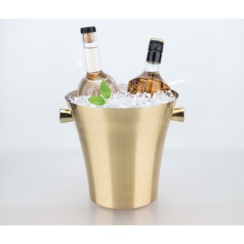 Cubo de hielo portátil de acero inoxidable, aislado, para bar, KTV, cerveza y champán