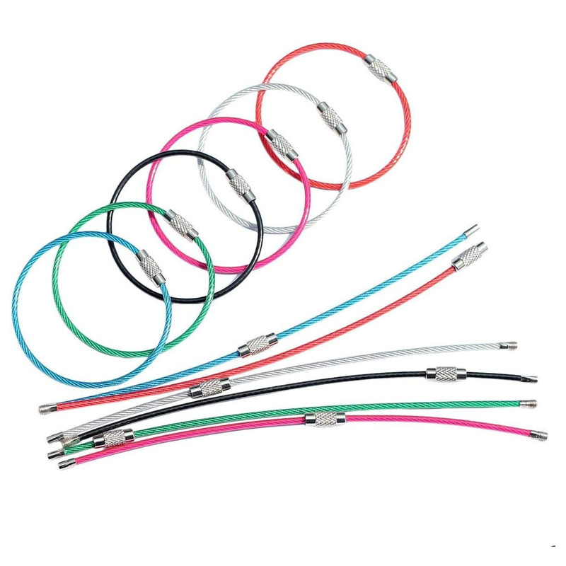 Amazon caliente-Venta de cuerda de alambre de acero anillo de alambre de acero recubierto de color anillo de alambre de acero inoxidable cerradura de la cuerda Weiye anillo