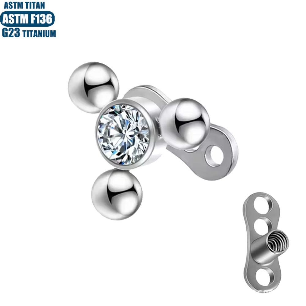 Pointed labret stud close-up product detail