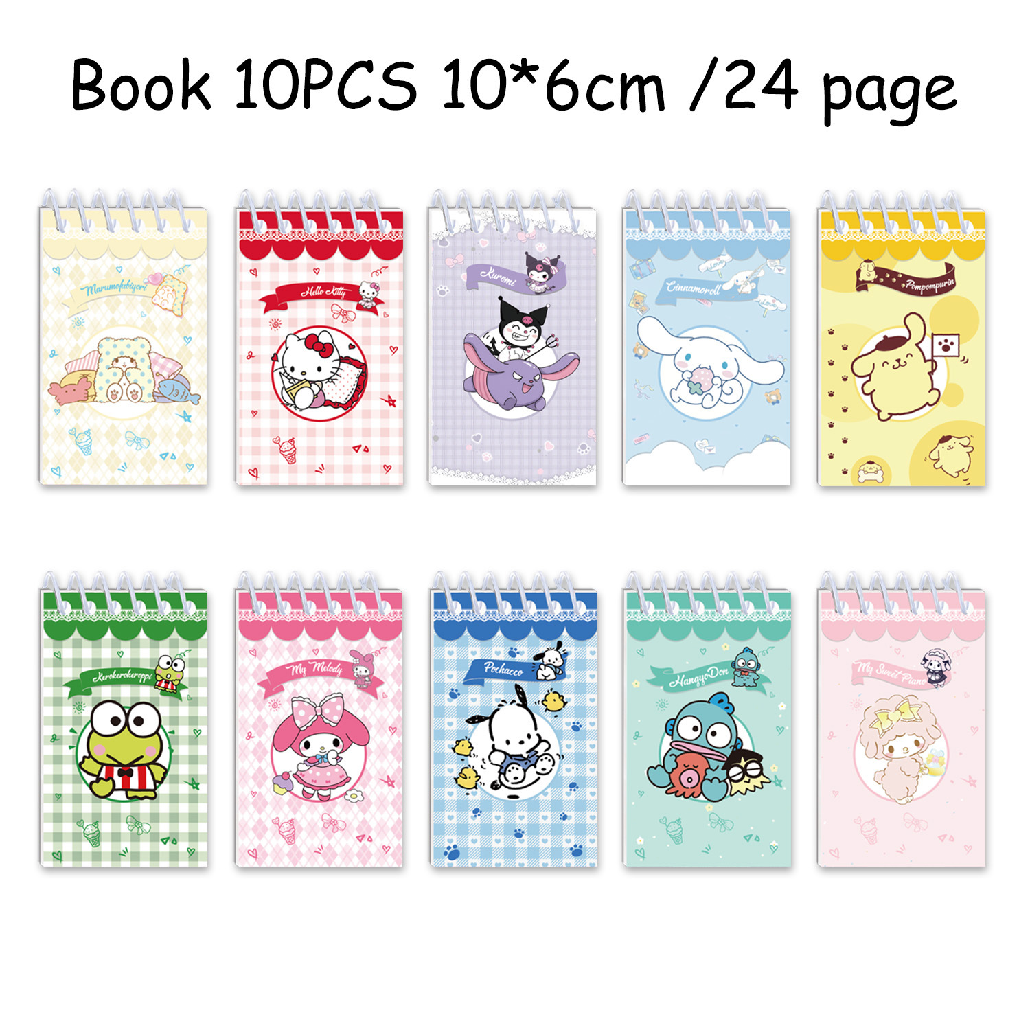 Semanas Sanrio cuaderno de mano de dibujos animados de alto valor de cara cuaderno de bobina cuaderno decoración de fiesta acompañante cuaderno de notas