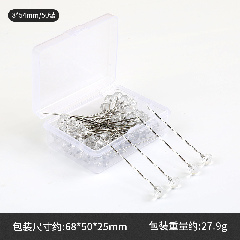 Aguja de posicionamiento de diamante de costura manual de mosaico fijación de perlas agujas de posicionamiento de ropa agujas de caja enlatadas transparentes