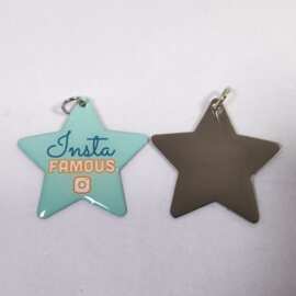 厂家定制金属不锈钢四色柯式印刷吊牌 五角星吊坠 彩印刷滴胶狗牌