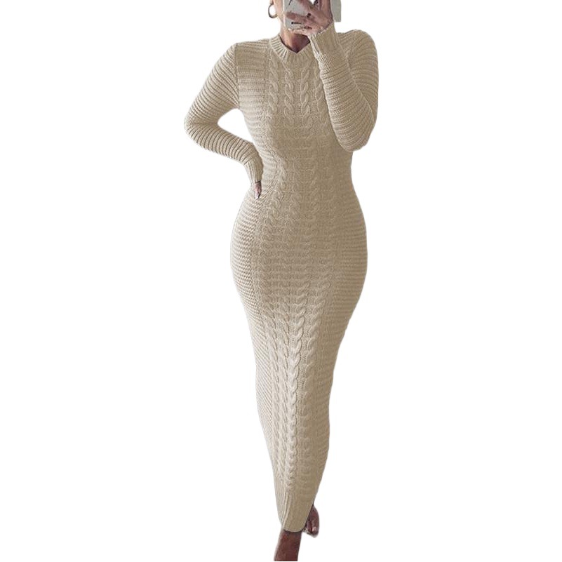 Vestido de lana de manga larga con diseño moderno para mujer, nueva colección otoño-invierno 2026 europea y americana, disponible en Amazon Wish. image 1