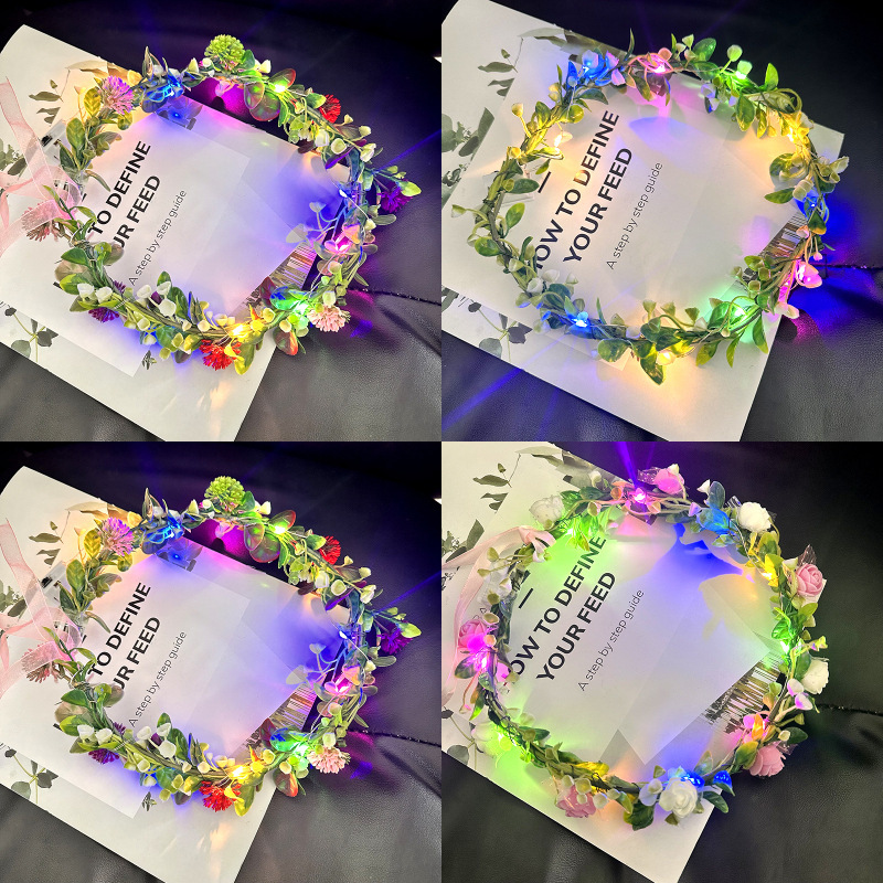 Mori para niños brillante y brillante corona de caña super inmortal banda de cabello de novia flores tocado de cabello banda de cabello espectáculo de fotos cabina