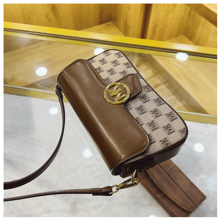 Borsa a tracolla Nicchia di personalità Nuova borsa a tracolla abbinata a colori con stampa retrò di alta qualità Borsa da donna per pendolarismo quotidiano_voghion.com