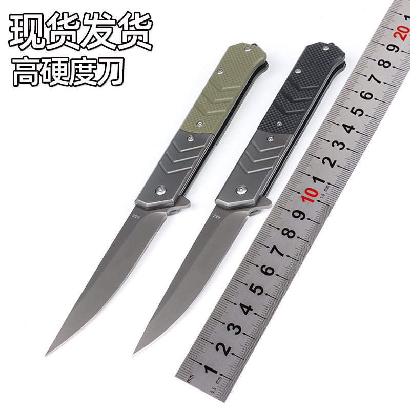 户外登山随身防身刀具3CR13刃阳江现货G10双色折叠刀家用收藏小刀