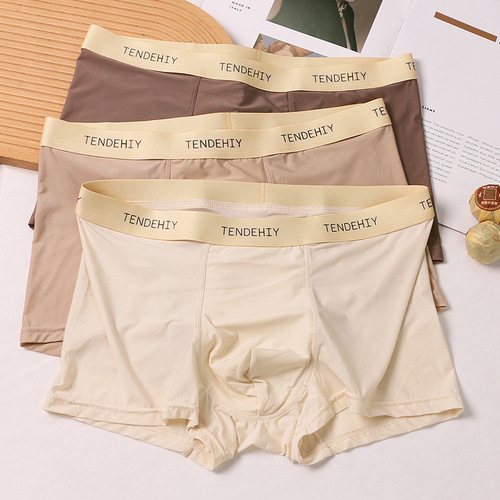Men's underwear pure cotton ice silk breathable boxer briefs boys boxer briefs simple and comfortable letter boxer briefs spring and autumn