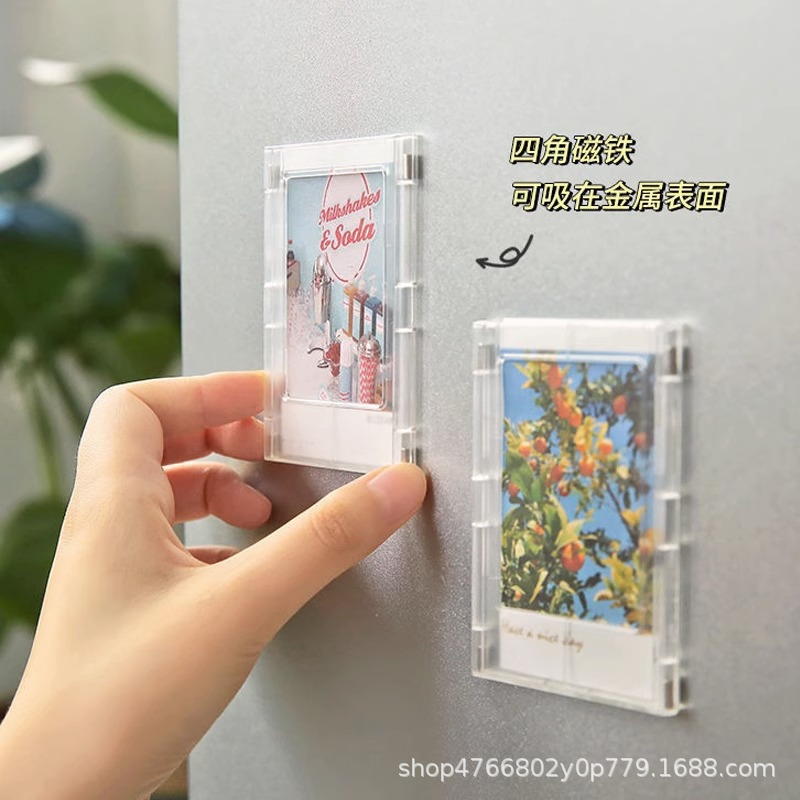 亚马逊TEMU现货拍立得相框abs磁吸画框展示架免打孔粘贴冰箱贴产品实拍图