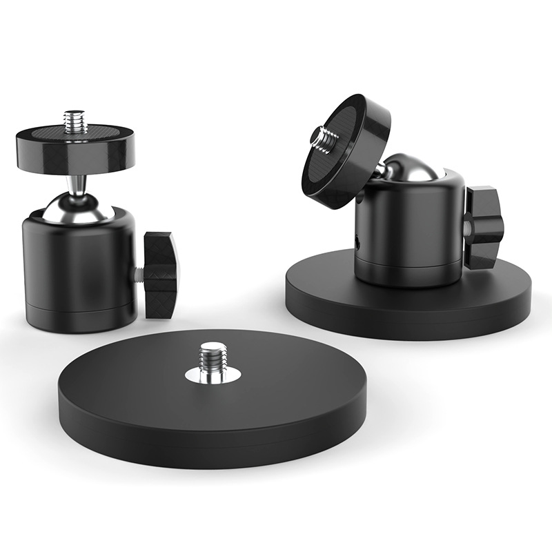 Fotografía Coche atracción magnética 1/4 cardán recubrido de pegamento Base de cardán magnético fuerte D43/66/88mm trípode cardán de bola