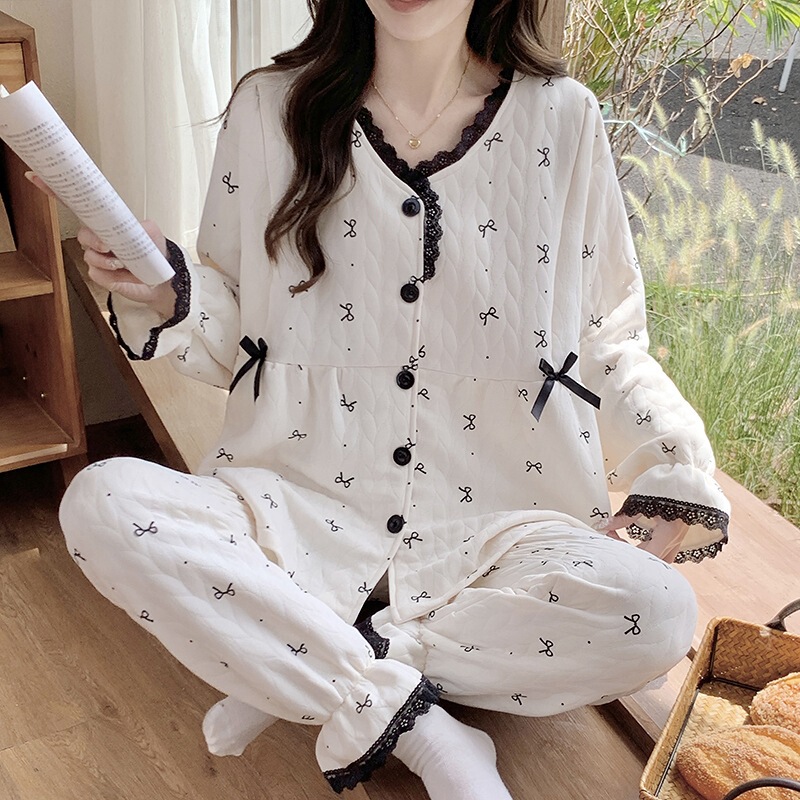 Air cotton maternity pajamas, autumn/winter collection, with a cotton-like feel, designed for postpartum breastfeeding, suitable for spring and autumn, and can be worn as loungewear at home Air cotton maternity pajamas, autumn/winter collection, with a cotton-like feel, designed for postpartum breastfeeding, suitable for spring and autumn, and can be worn as loungewear at home