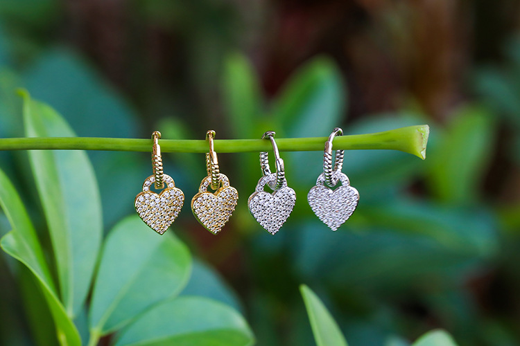 4g Weight Zircon Inlay Material Earrings Classification Housewarming, Anniversary, Business, Wedding, Travel, Birthday, Festival Occasion Simple Inlaid Zircon Heart-shaped Earrings