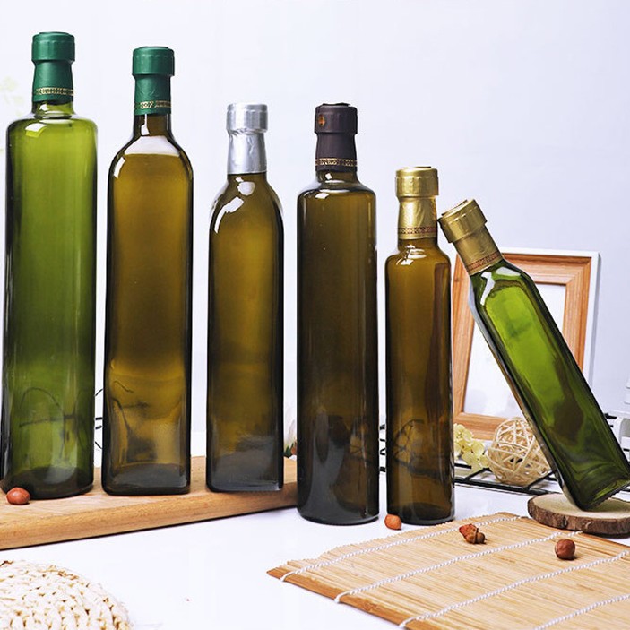 厂家批发500 300ml瓶子玻璃橄榄油山茶油瓶墨绿色玻璃油瓶密封瓶
