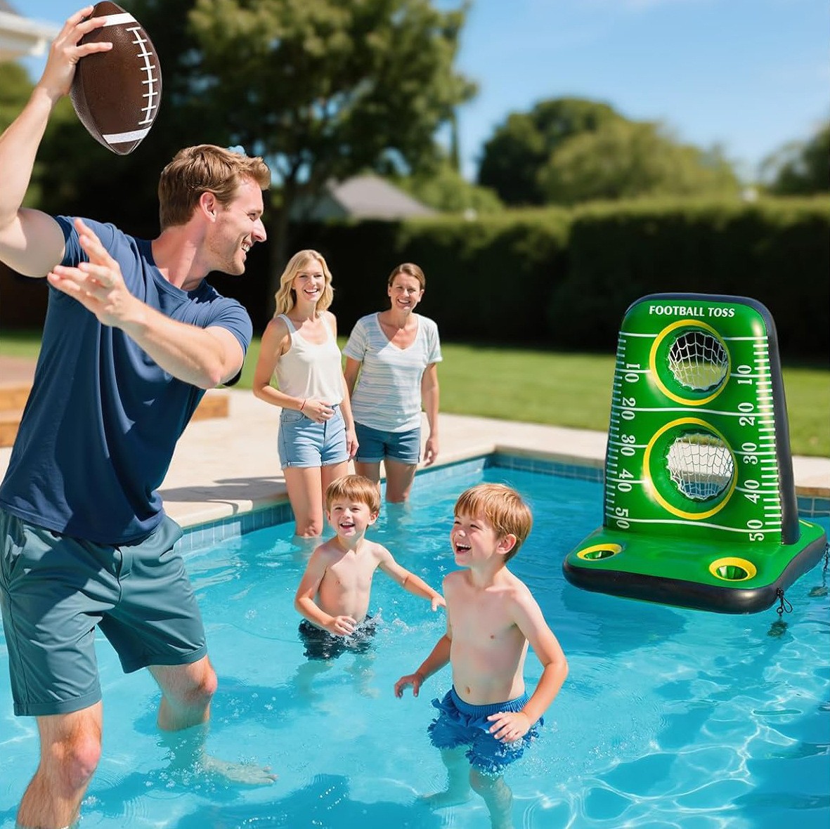 Factory Water Inflatable Throwing Rugby Stand Pool Entertainment Rugby Baseball Floating Row Throwing Toy Target