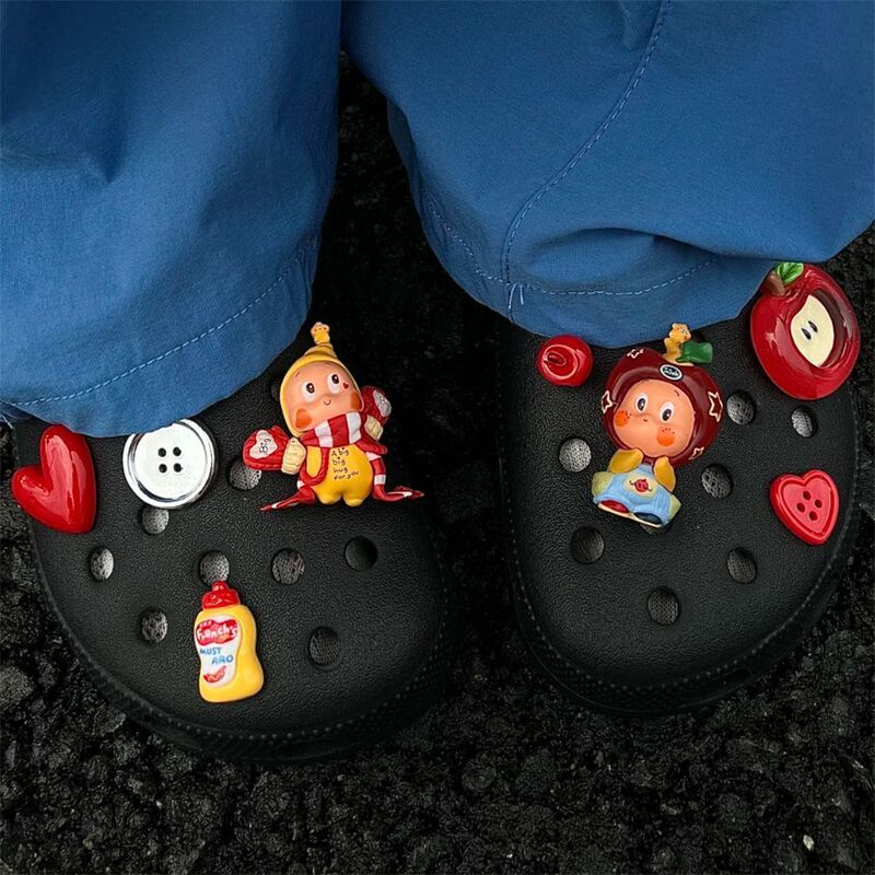 Croc Shoe Accessories Apple Man Series Cute Red Apple Boxer Cute Resin Cartoon Shoe Charms Croc Shoe Accessories Apple Man Series Cute Red Apple Boxer Cute Resin Cartoon Shoe Charms