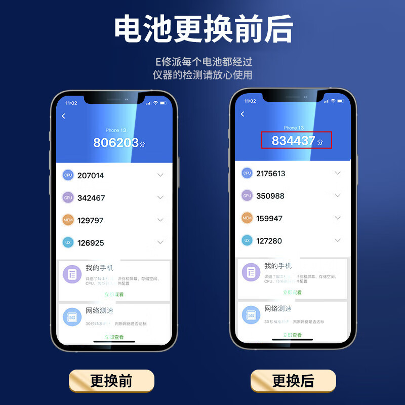 E修派  适用于苹果x大容量手机8电池 iphone11  6splus xr12pro 7