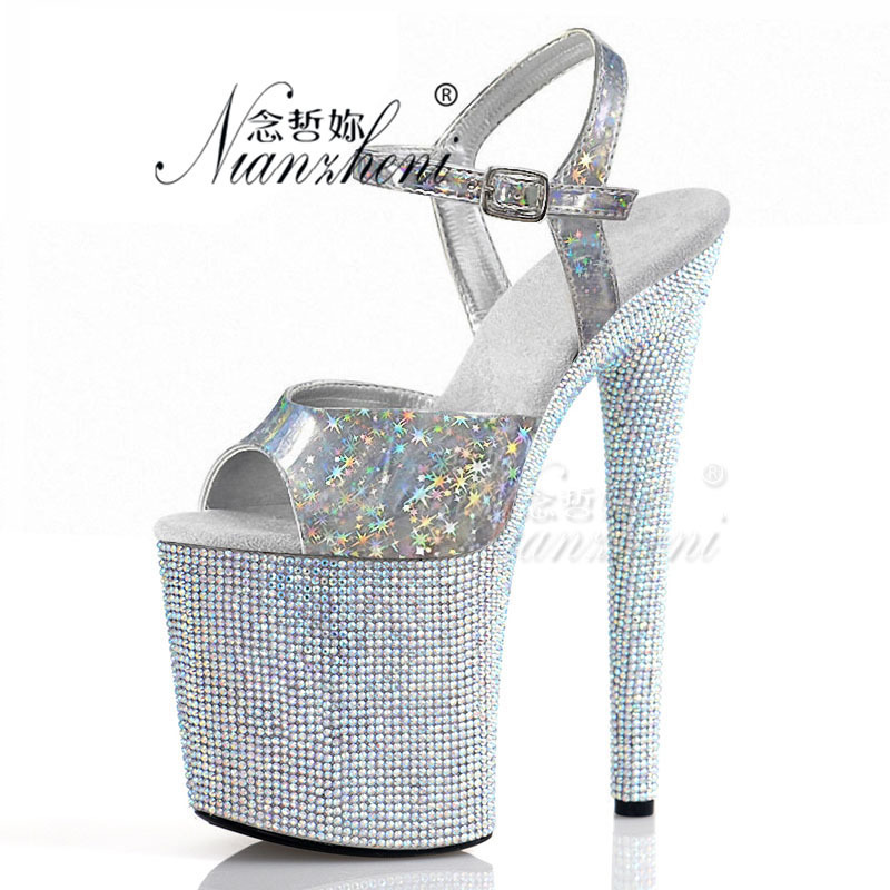 Foreign Trade Fashion Elegant Color Sandals Rhinestone Bride Wedding Shoes 20cm Super High Heels Stiletto Heel Platform plus size Women Foreign Trade Fashion Elegant Color Sandals Rhinestone Bride Wedding Shoes 20cm Super High Heels Stiletto Heel Platform plus size Women