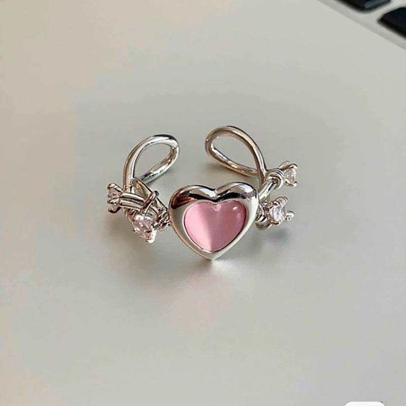 Adjustable Retro Ring, Moonstone Accent, Small Light-Luxury Style for Index Finger