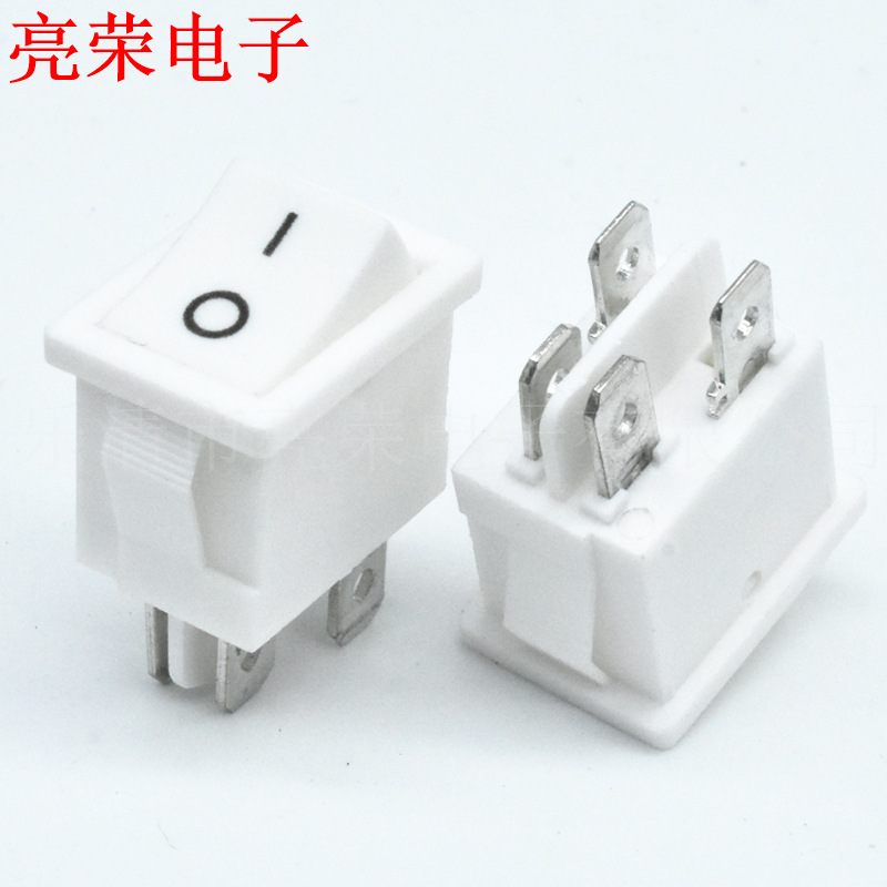 KCD1 4脚2档 全白色 船型开关 双控设备开关 白色 机械电源开关