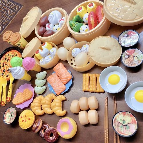 Kids Play Kitchen Toy Baby Early Food Steam Dumplings Set for Boys and Girls