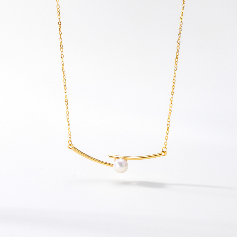 S925 plata esterlina palillos de agua dulce collar de perlas mujer clavícula cadena luz lujo nicho diseño simple colgante collar